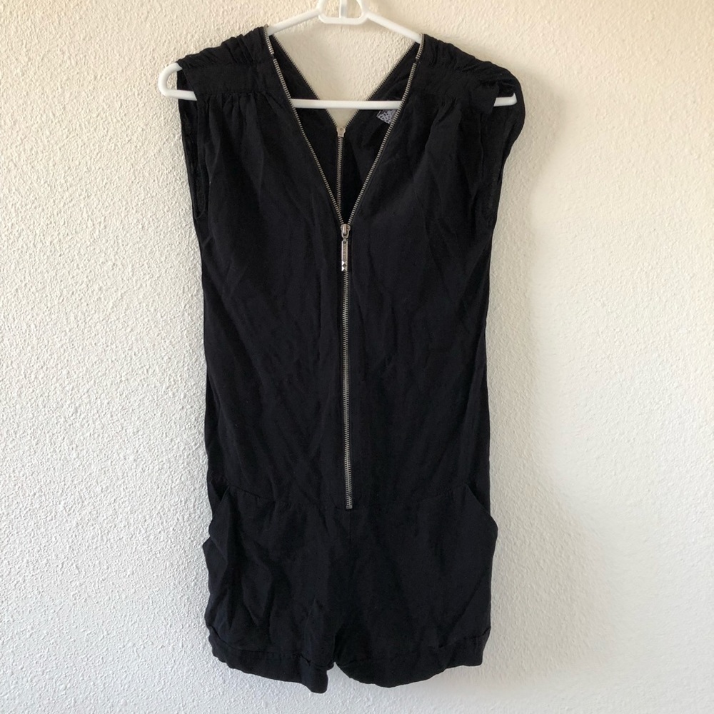 Guess black gun metal zip up romper size Xsmall